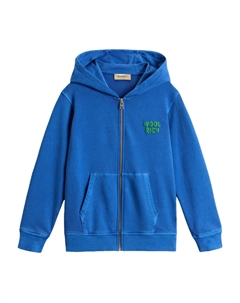 Толстовка с капюшоном из хлопка на молнии, синий Woolrich