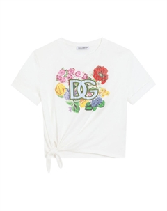 Kids футболка с цветочным принтом, белый Dolce&gabbana
