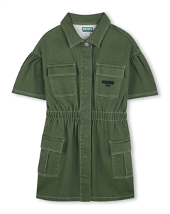 Платье с вышитым логотипом, зеленый Kenzo kids