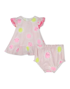 Комплект из платья и блумеров с цветочным принтом, розовый Billieblush