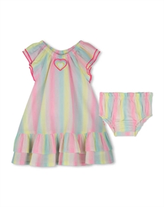 Комплект из платья и блумеров в полоску, розовый Billieblush