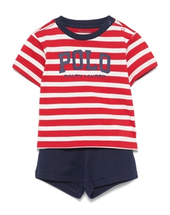 KIDS комплект из футболки и полосатых шортов, красный Polo ralph lauren