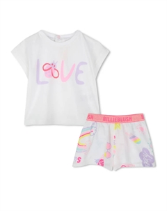 Комплект из футболки и шортов с принтом, белый Billieblush