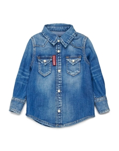 Джинсовая рубашка в стиле вестерн, синий Dsquared2 kids