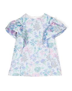 Платье мини с оборками и цветочным принтом, синий Hucklebones london