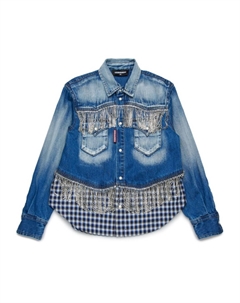 Рубашка с кристаллами, синий Dsquared2 kids