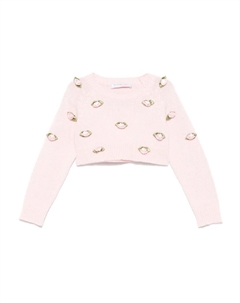 Свитер с цветочной аппликацией, розовый Monnalisa