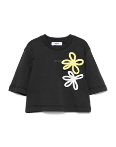 Укороченная футболка, черный Msgm kids