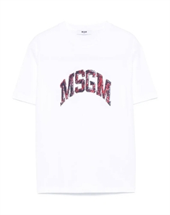 Футболка из джерси с логотипом, белый Msgm kids