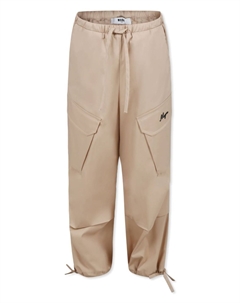 Брюки с вышитым логотипом, нейтральный цвет Msgm kids