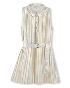 Плиссированное платье с поясом, золотой Michael kors kids