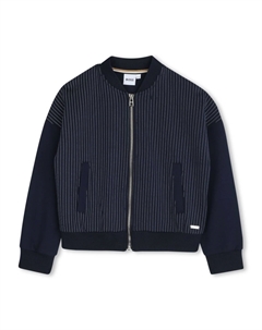 Бомбер с отделкой в полоску, синий Boss kidswear