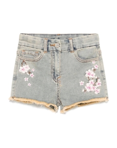 Шорты с цветочной вышивкой, синий Monnalisa