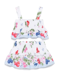 Комплект из топа и юбки с принтом, белый Monnalisa