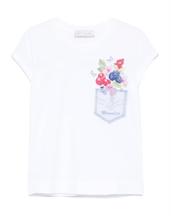 Футболка с цветочным принтом, белый Monnalisa