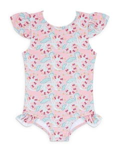 Слитный купальник-рашгард для девочек Bluebells Ruffle — для малышей, маленьких детей, больших детей, синий Minnow