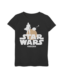 Футболка с логотипом и графическим рисунком «Звездные войны», «Мандалорец» для девочек 7–16 лет, также известная как «Малышка Йода», силуэт заката Star wars