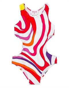 Купальник с радужным принтом, белый Pucci junior