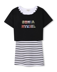 Платье мини в полоску, черный Sonia rykiel enfant