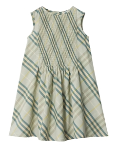 Платье из поплина в клетку Kids, нейтральный Burberry