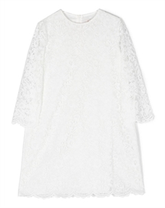 Кружевное платье А-силуэта с длинными рукавами, белый Il gufo