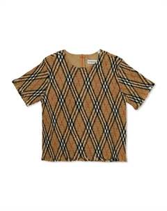 Футболка Kids с клетчатым принтом и сборками, коричневый Burberry