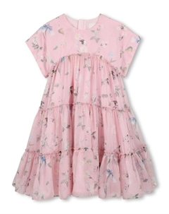 Kids платье с оборками и цветочным принтом, розовый Givenchy