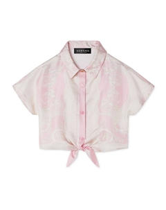 Kids рубашка с узором Barocco, розовый Versace