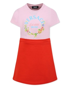Kids платье с логотипом, розовый Versace