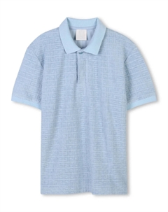 Kids жаккардовая рубашка поло с логотипом 4G, синий Givenchy