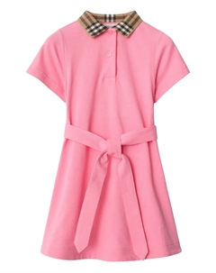 Платье Kids из хлопка с клетчатым воротником, розовый Burberry