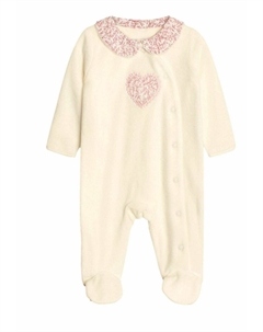 Костюм для сна HEART APPLIQUÉ ALL-IN-ONE REGULAR FIT, белый Jojo maman bébé