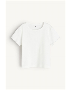 Топ из джерси в рубчик, белый H&m