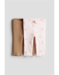 2 пары хлопковых леггинсов в рубчик, мультиколор H&m