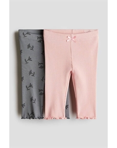 2 пары хлопковых леггинсов в рубчик, мультиколор H&m