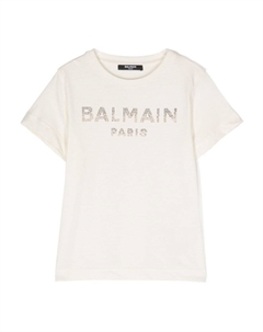 Kids футболка со стразами, белый Balmain