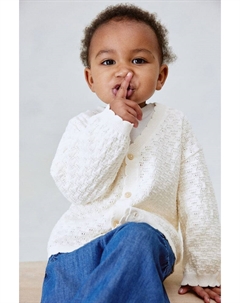 Хлопковый кардиган ажурной вязки, бежевый H&m