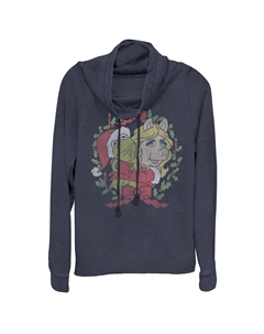 Детский пуловер с воротником-хомутом «Маппеты Кермит и Мисс Пигги» с рождественским портретом Licensed character