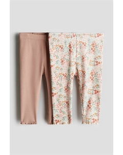 2 пары хлопковых леггинсов в рубчик, мультиколор H&m