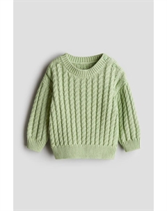 Хлопковый свитер с узором «косы», зеленый H&m