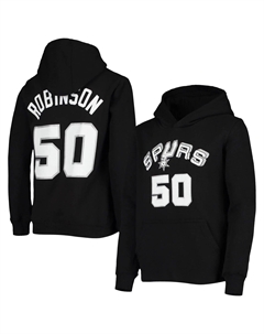 Молодежный пуловер с капюшоном Mitchell & Ness David Robinson, черный San Antonio Spurs из твердой древесины, классический пуловер с именем и номером Unbranded