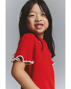 Рубашка в рубчик с воротником, красный H&m