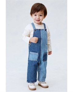 Заплатанный джинсовый комбинезон, синий H&m