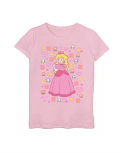 Футболка с плакатом и графикой Nintendo Super Mario Peach Items для девочек 7–16 лет Licensed character