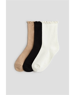 3 пары носков с отделкой оверлоком, мультиколор H&m