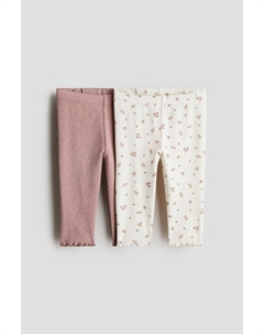 2 пары хлопковых леггинсов в рубчик, мультиколор H&m