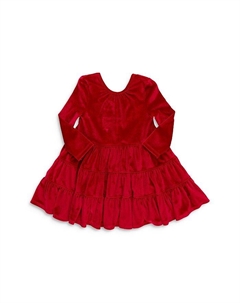 Велюровое многоярусное платье для девочек - Little Kid, красный Pink chicken