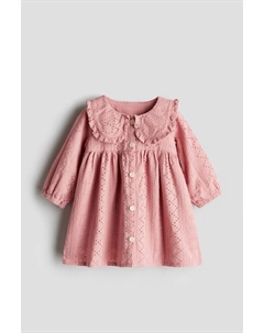 Хлопковое платье с вышивкой ришелье, розовый H&m