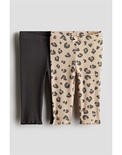 2 пары хлопковых леггинсов в рубчик, мультиколор H&m