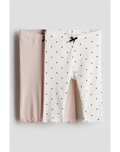 2 пары хлопковых леггинсов в рубчик, мультиколор H&m